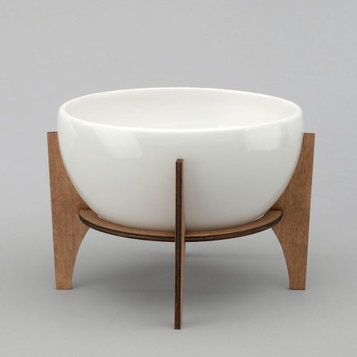 White Bowl w/Wooden Stand
